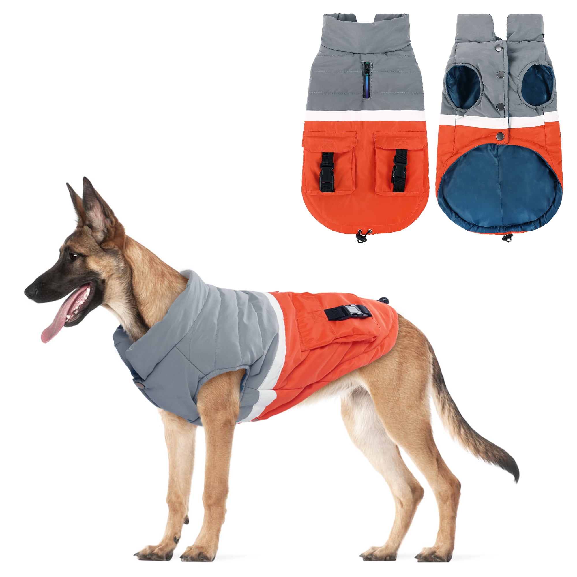 IDOMIK Extra Warm Dog Winter Coat Reflective Turtleneck Dog Jacket with