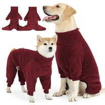 IDOMIK Pullover Dog Sweater with Leash Hole - High Collar Cold Weather Dog Pajamas for Large Dogs - Indoor & Outdoor Use(Red,S)