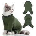 thumbnail image 1 of IDOMIK Sticky Hair Cat Clothes Soft Elastic Skin-friendly Cat Recovery Suit Full Body Cat Onesie Prevent Hair Loss Stop Licking Skin Disease(Green, S), 1 of 7