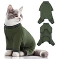thumbnail image 1 of IDOMIK Sticky Hair Cat Clothes Soft Elastic Skin-friendly Cat Recovery Suit Full Body Cat Onesie Prevent Hair Loss Stop Licking Skin Disease(Green, S), 1 of 7