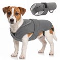 thumbnail image 1 of IDOMIK Warm Dog Coat, Canvas Dog Jacket, Reflective Fleece Pet Cold Weather Vest with Zipper Leash Hole, Gray, M, 1 of 8