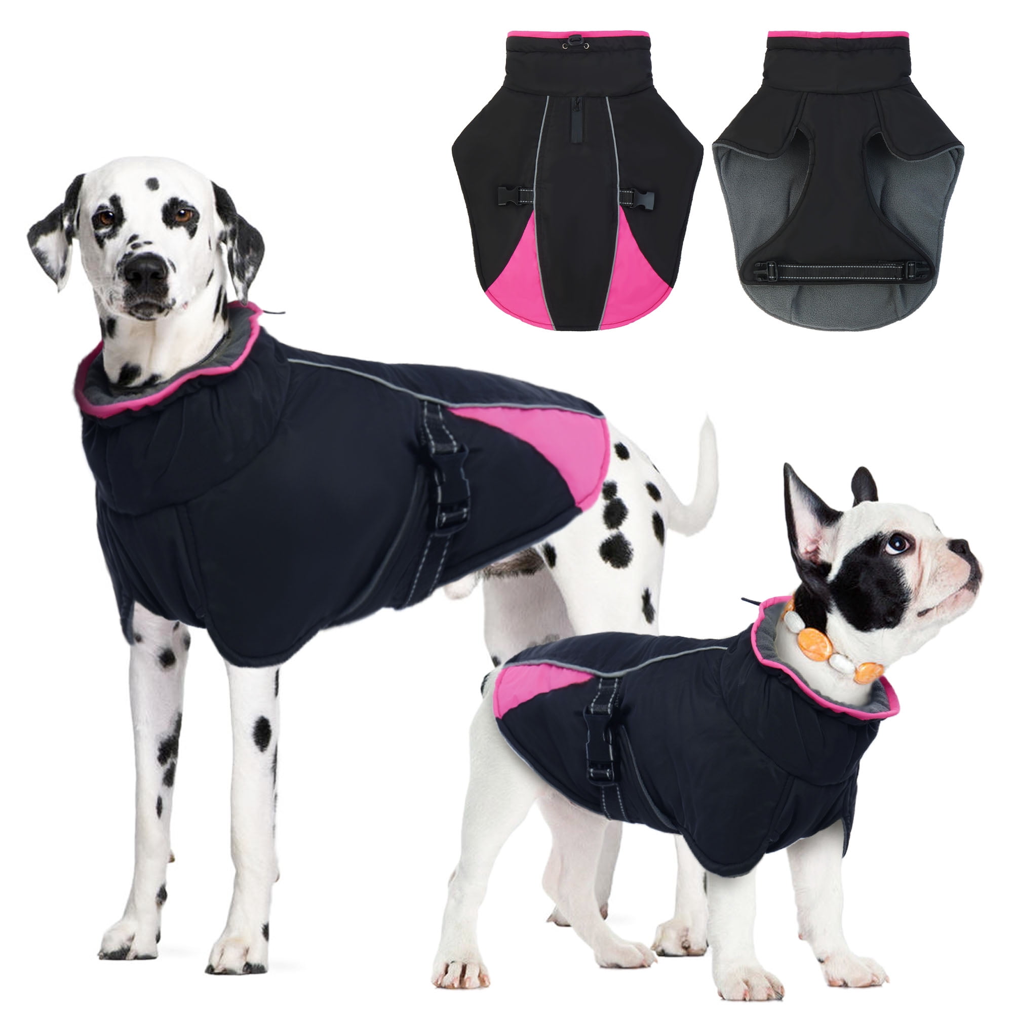 IDOMIK Warm Dog Coat Cold Weather Dog Jacket Reflective Fleece Dog