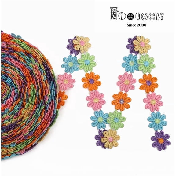 IDONGCAI Daisy Flower Lace Trim Embroidered DIY Handmade Patchwork Ribbon Sewing Supplies Crafts 1 inch*5yards