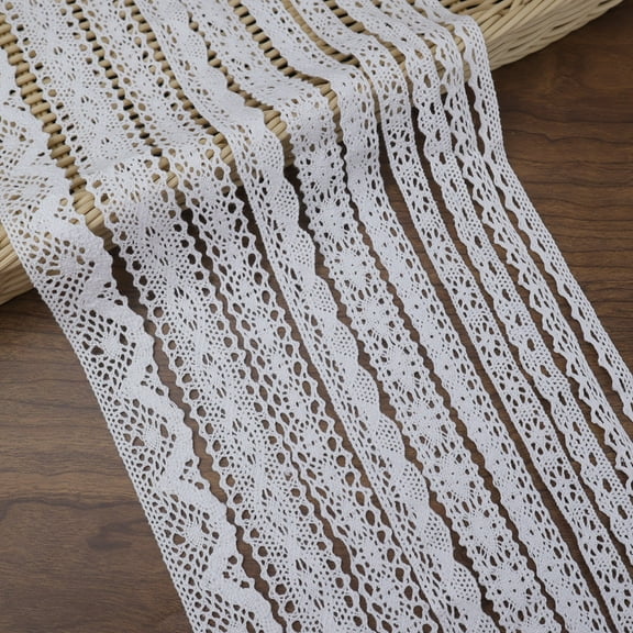 IDONGCAI Lace Ribbon White Lace Trim Crochet Cotton Lace Edge for Junk Journal Decoration Christmas Package DIY Sewing Craft Supply, 2 Yards Each, 10 Styles(White 20 Yards)