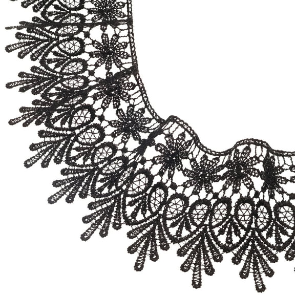 IDONGCAI Lace Trim 15 Yards Venise Lace Ribbon Embroidered Floral Lace Edge Trim for Sewing Crafts Wedding Dress Embellishment Gift Party Decoration Applique DIY Sewing Crafts (Black)