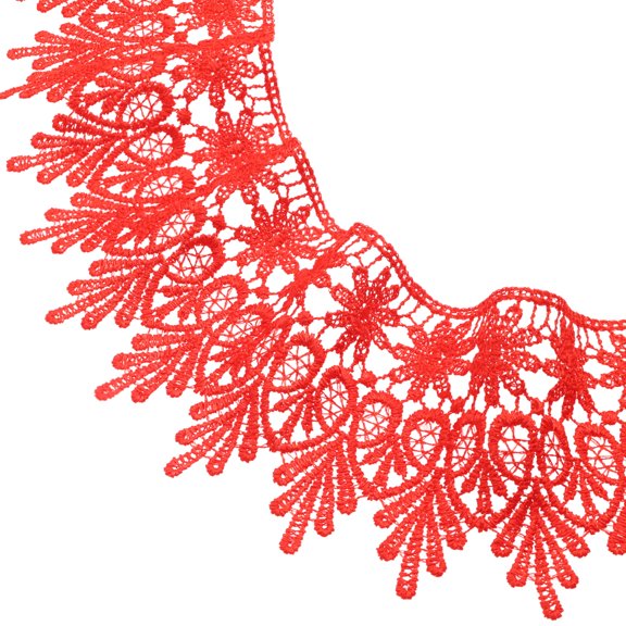 IDONGCAI Lace Trim 15 Yards Venise Lace Ribbon Embroidered Floral Lace Edge Trim for Sewing Crafts Wedding Dress Embellishment Gift Party Decoration Applique DIY Sewing Crafts (Red)