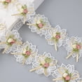 thumbnail image 1 of IDONGCAI Organza Flower Trim 1 Yards Lace Edge Trim Ribbon, 3D Handmade Flower Lace Trim Embroidered Applique Sewing Craft for Wedding Dress Embellishment DIY Dress Decor Gowns Home Decor, 1 of 6