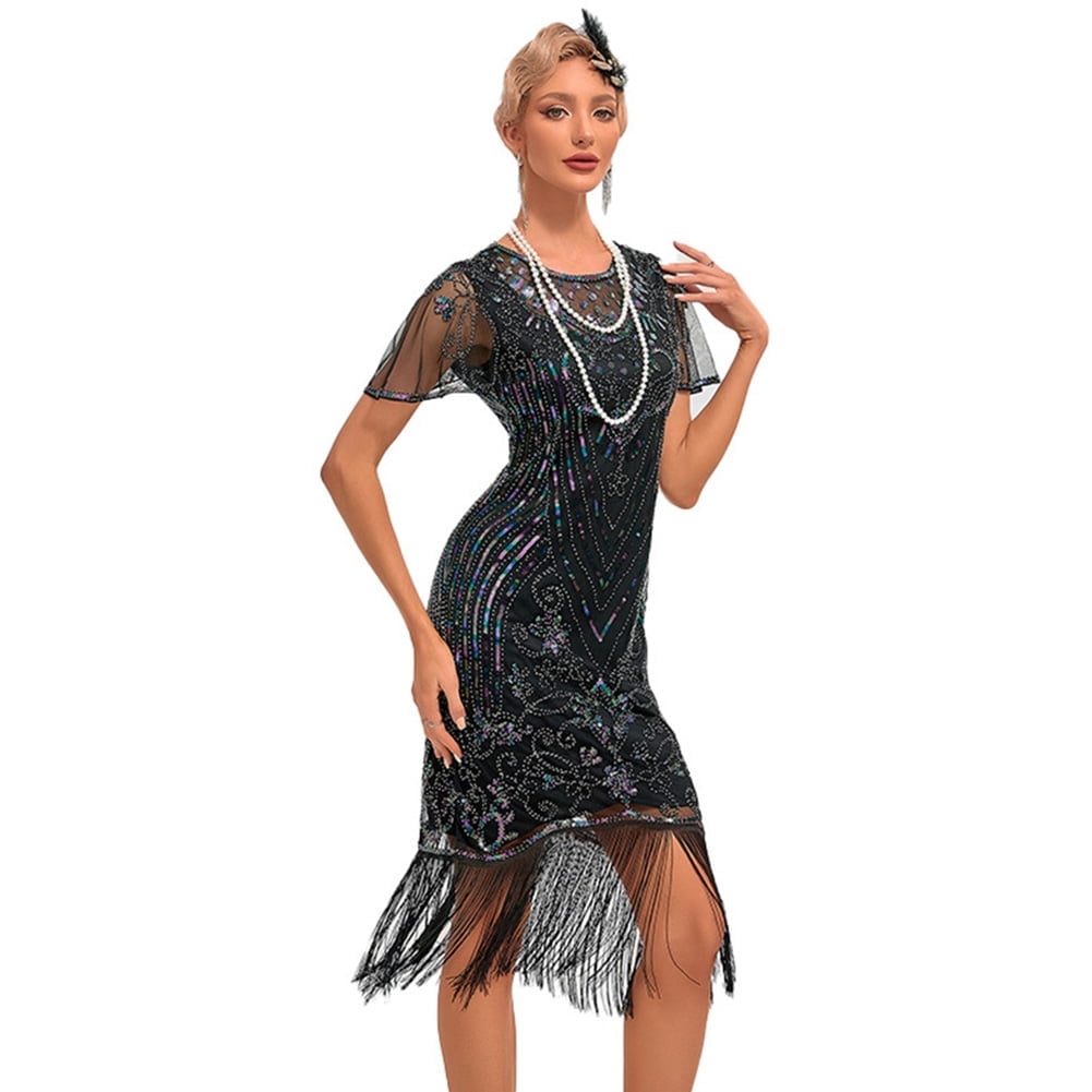 IDOPIP 1920s Flapper Dresses for Women Great Gatsby Dresses Sequin Fringed Roaring 20s Cocktail Dress Walmart