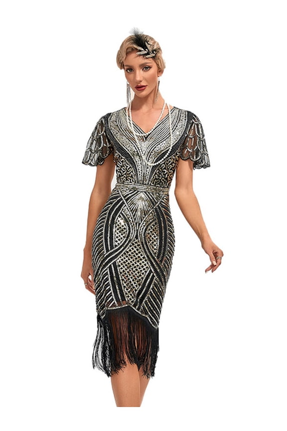 1920s Flapper Dresses for Women Great Gatsby Dresses Sequin Fringed Roaring 20s Cocktail Dress