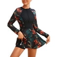 thumbnail image 1 of IDOPIP 2 Piece Long Sleeve Rash Guard Set Long Sleeve Swimsuit Zip Front Swim Shirt Dress with Shorts, 1 of 8