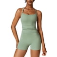 thumbnail image 1 of IDOPIP 2 Pieces Workout Sets for Women Cross Back Tank Top Matching High Waist Biker Shorts Sports Bra Gym Leggings Yoga Pilates Outfits Tracksuit, 1 of 6