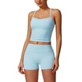 thumbnail image 1 of IDOPIP 2 Pieces Workout Sets for Women Cross Back Tank Top Matching High Waist Biker Shorts Sports Bra Gym Leggings Yoga Pilates Outfits Tracksuit, 1 of 6
