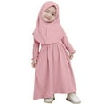 thumbnail image 1 of IDOPIP 2Pcs Muslim Abaya Dress for Baby Girls Arabic Dubai Modest Dress with Full Cover Hijab, 1 of 7