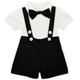thumbnail image 1 of IDOPIP Baby Boys Formal Suit Gentleman Set Short Sleeve Romper Suspenders Shorts Pants Bowtie Tuxedo Outfits, 1 of 10