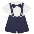 thumbnail image 1 of IDOPIP Baby Boys Formal Suit Gentleman Set Short Sleeve Romper Suspenders Shorts Pants Bowtie Tuxedo Outfits, 1 of 9