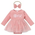 thumbnail image 1 of IDOPIP Baby Girl 1st Birthday Outfit Winter Pumpkin Snowflake Sparkle Sequins Tulle Romper Dress + Headband, 1 of 1