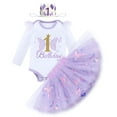 thumbnail image 1 of IDOPIP Baby Girl 1st Cake Smash Birthday Outfit Sequin Butterfly Romper Tutu Skirt with Headband, 1 of 8