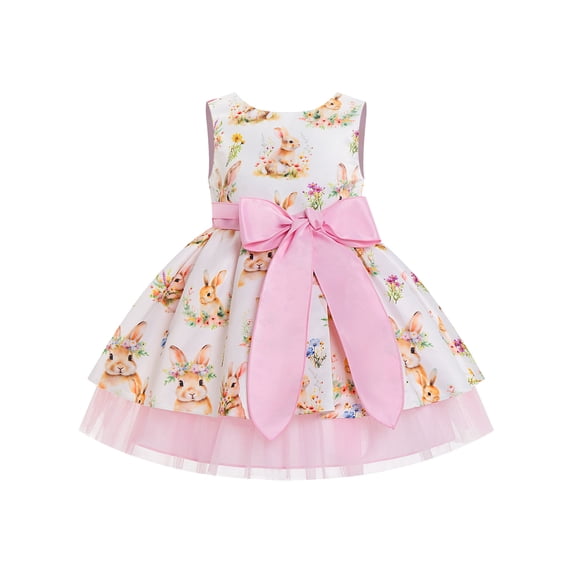 IDOPIP Baby Girl Floral Tulle Dress Toddler Smocked Back Birthday Outfits Flower Girl Wedding Dress 18-24 Months Pink