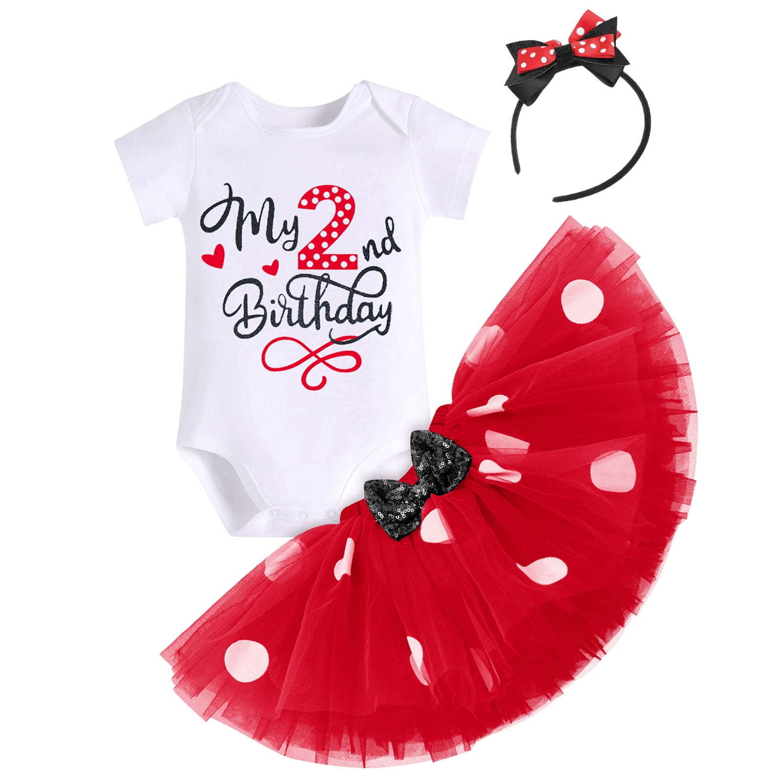 Baby Shark 2-piece Baby Girl Christmas Tutu Bodysuit with Headband