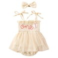 thumbnail image 1 of IDOPIP Baby Girls 1st Birthday Outfit Spaghetti Straps Romper Dress with Headband Cake Smash Outfit, 1 of 7