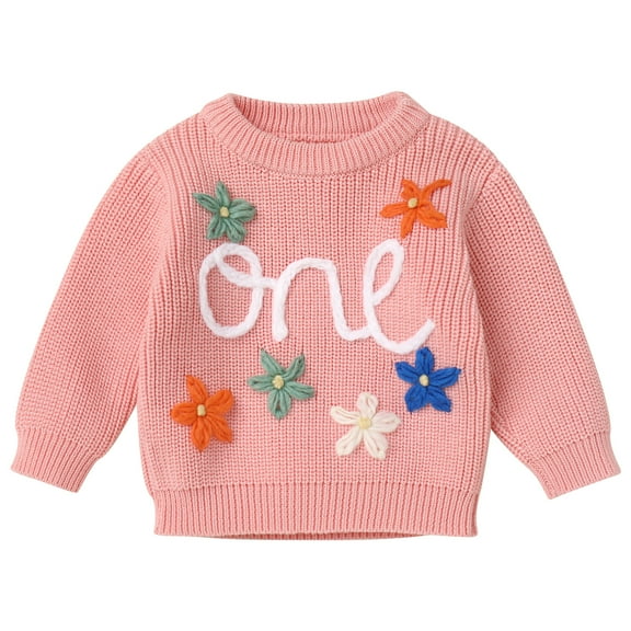 IDOPIP Baby Girls Boys Fall Winter Outfit Embroidery Knitted Pullover Sweaters 1st Birthday Party Clothes