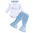 thumbnail image 1 of IDOPIP Baby Girls First Birthday Outfit Winter Snowflake One Romper+ Velvet Bell Pants Cake Smash Outfits, 1 of 8