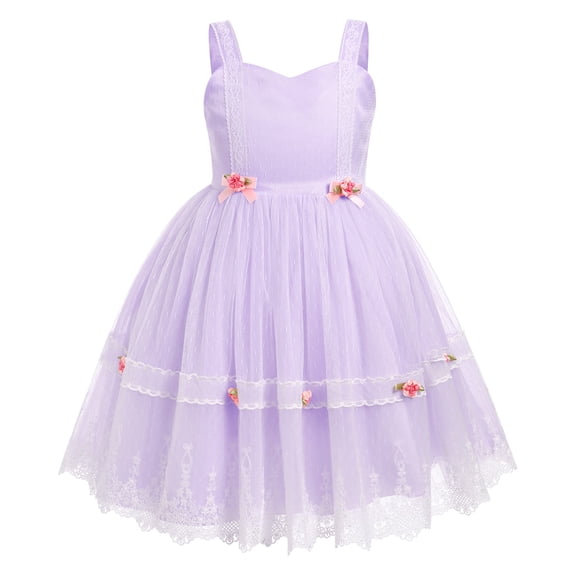 IDOPIP Baby Girls Lace Flower Tutu Dress Summer Spaghetti Straps Princess Birthday Party Tulle Dresses