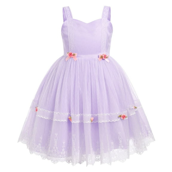 IDOPIP Baby Girls Lace Flower Tutu Dress Summer Spaghetti Straps Princess Birthday Party Tulle Dresses