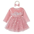 thumbnail image 1 of IDOPIP Baby Girls Winter Snowflake 1st Birthday Dress Outfit Velvet Tulle Tutu Dress + Headband, 1 of 8