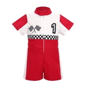 IDOPIP Baby Race Car Driver Outfit Boys Girls 1st 2nd 3rd 4th Birthday Cake Smash Photoshoot Clothes Short Sleeve Racer Romper 12-18Months Red