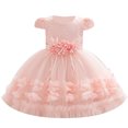 thumbnail image 1 of IDOPIP Baby Toddler Flower Girl Dress Lace Tulle Birthday Pageant Gown 1-5 Years 3D Flowers Formal Dress Toddler Wedding Guest Dress Baby Girl First Birthday Party Princess Baptism Dresses, 1 of 8