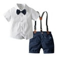 thumbnail image 1 of IDOPIP Baptism Christening Outfits for Boys Baby Clothes Sets Toddler Boy Outfits Gentleman Suits Bow Tie Shirt Suspenders Shorts Birthday Formal Wedding Party Clothes, 1 of 7
