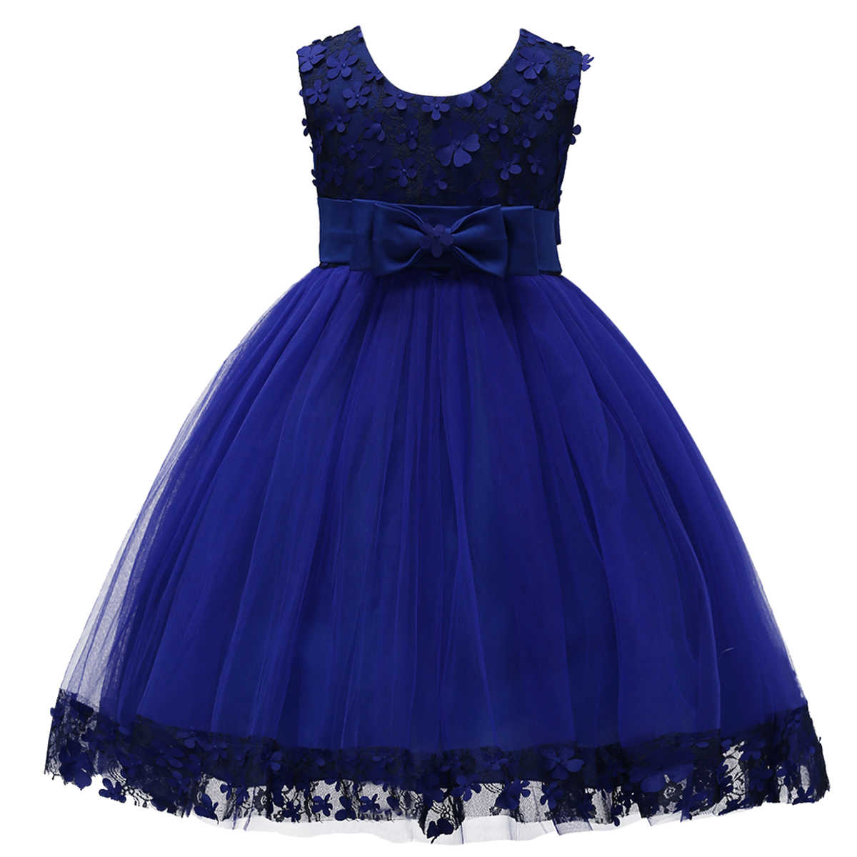 IDOPIP Big Little Girl Short Lace Flower Tulle Prom Dresses Wedding