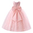 thumbnail image 1 of IDOPIP Butterfly Flower Girl V-Back Bow Dress for Kid Wedding Pageant Party Shiny Bownkot V-backless Tulle Dress Wedding Bridesmaid Pageant Party Long Maxi Gown 3-4 Years Pink, 1 of 6