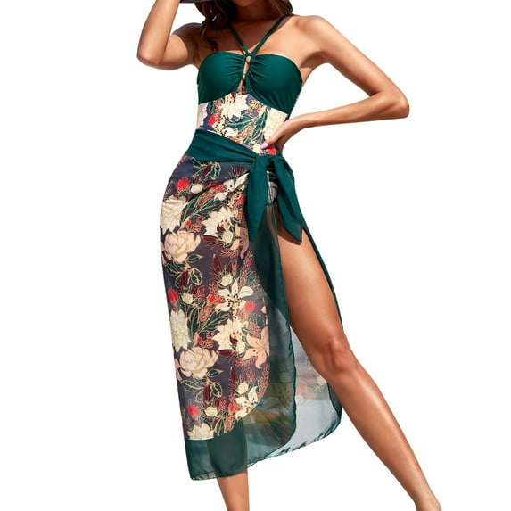 IDOPIP Cover Up Skirt Floral Print One-Piece Swimsuits (Women’s)
