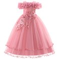 thumbnail image 1 of IDOPIP Flower Girl Dress Birthday Party Princess Dress Tulle Pageant Gown Kids Floral Lace Embroidery Formal Bridesmaid Dress Wedding Prom Communion Dresses 8 Years Pink, 1 of 8