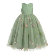 IDOPIP Flower Girl Dresses for Wedding Sleeveless Cutout Tulle Princess Pageant Birthday Party Gown 3-14Y
