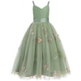 thumbnail image 1 of IDOPIP Flower Girl Dresses for Wedding Spaghetti Strap Tulle Princess Pageant Birthday Party Gown 6-14Y Green Floral, 1 of 10