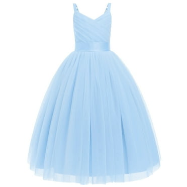 IDOPIP Flower Girl Dresses for Wedding Spaghetti Strap Tulle Princess Pageant Birthday Party Gown