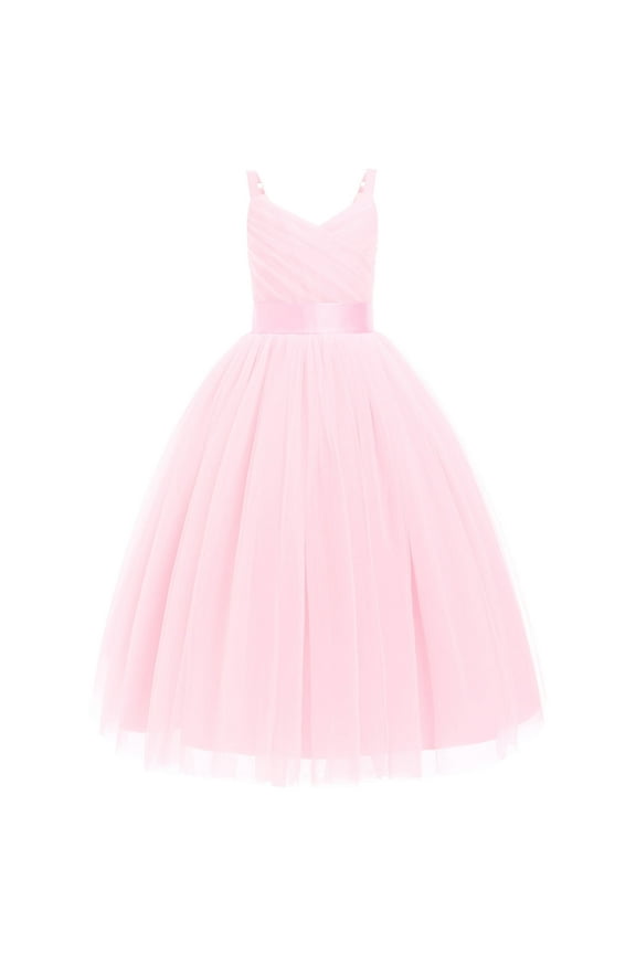 Flower Girl Dresses for Wedding Spaghetti Strap Tulle Princess Pageant Birthday Party Gown