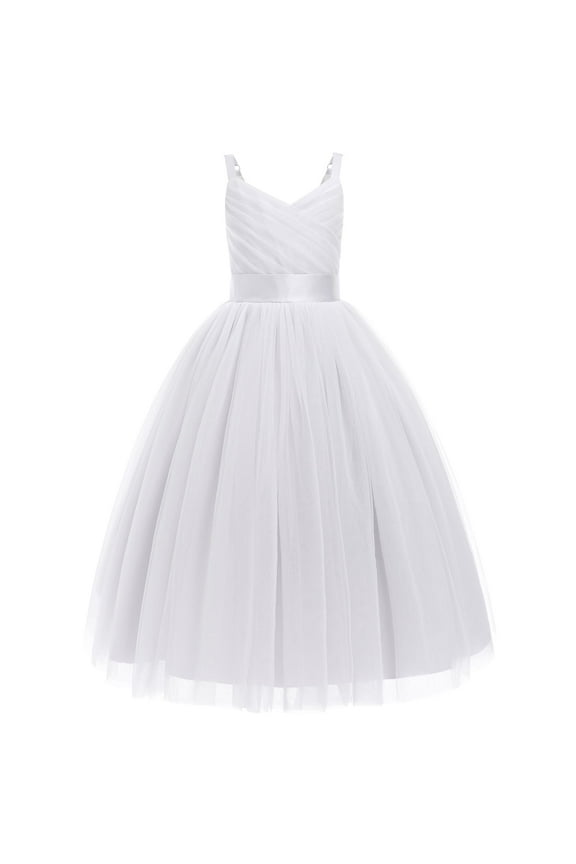 Flower Girl Dresses for Wedding Spaghetti Strap Tulle Princess Pageant Birthday Party Gown