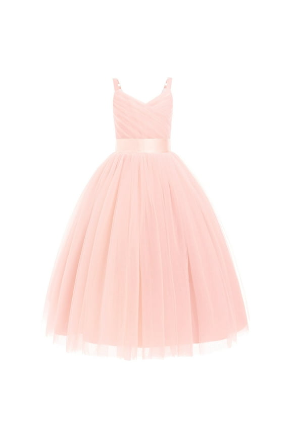 Flower Girl Dresses for Wedding Spaghetti Strap Tulle Princess Pageant Birthday Party Gown