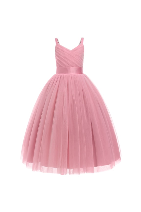 Flower Girl Dresses for Wedding Spaghetti Strap Tulle Princess Pageant Birthday Party Gown