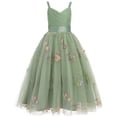 thumbnail image 1 of IDOPIP Flower Girl Dresses for Wedding Spaghetti Strap Tulle Princess Pageant Birthday Party Gown 6-14Y Green Floral, 1 of 9