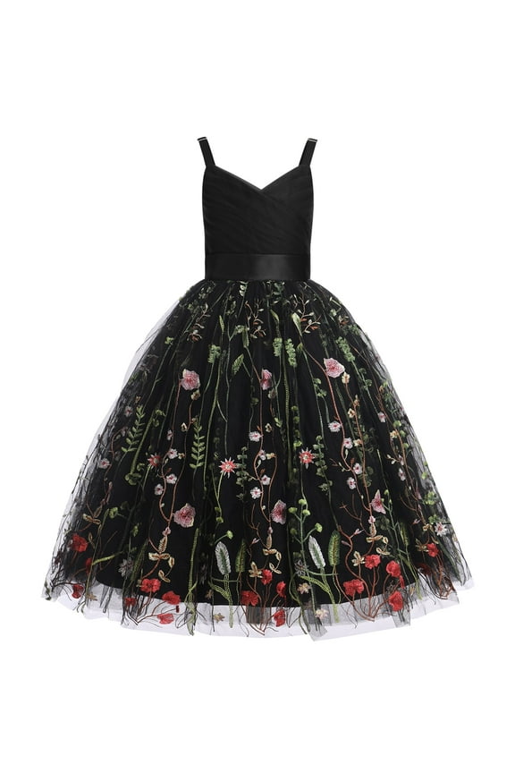 Flower Girl Dresses for Wedding Spaghetti Strap Tulle Princess Pageant Birthday Party Gown