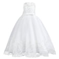 thumbnail image 1 of IDOPIP Flower Girl Lace Tulle Dress for Kids Wedding Bridesmaid Birthday Party Formal Princess Gown, 1 of 9
