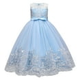 thumbnail image 1 of IDOPIP Flower Girl Lace Tulle Dress for Kids Wedding Bridesmaid Birthday Party Formal Princess Gown 6-7 Years,Blue, 1 of 9