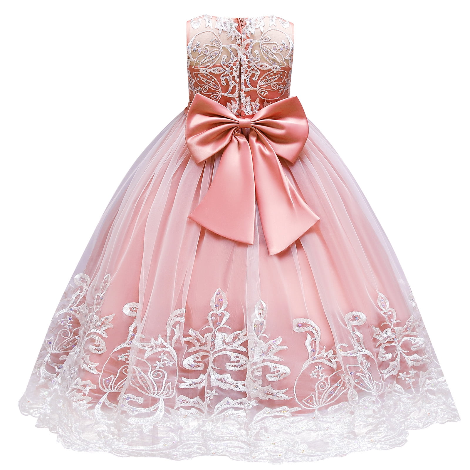 IDOPIP Flower Girl Lace Tulle Dress for Kids Wedding Bridesmaid