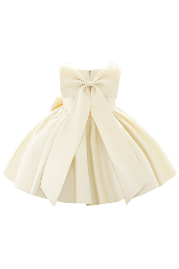 Flower Girls Bowknot Tutu Dress for Kids Baby Wedding Birthday Party Baptism Formal Dresses