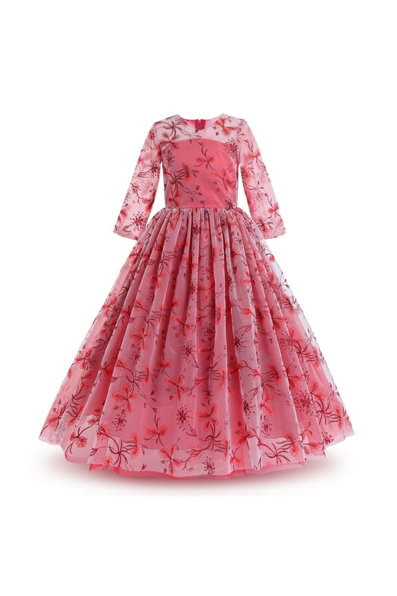 Flower Girls Vintage Lace Dress Floral embroidered Tulle Tutu Dress Wedding Party Gown